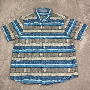 Tommy Bahama Shirt Mens 2XL Button Up The Coconut Point Blue Gray Tropical XXL
